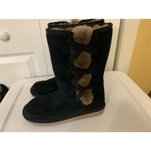 Koolaburra by UGG Victoria Tall Boots Bows‎ 1015875 Suede Black US Sz 9 - Picture 6 of 9